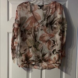 Jules & Leopold Pink and Brown Floral Blouse